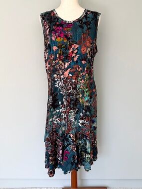 PERUVIAN CONNECTION Sleeveless Teal Viscose Floral Midi Dress